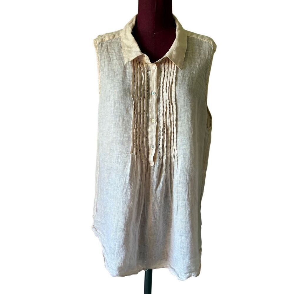 J Jill Pinktuck Linen‎ Top size XL Light Pink